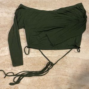 Off the Shoulder Waist-Tie Crop Top